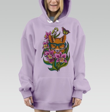 Лиса в очечах, Hoodie Mjhigh Dig Mel, Fiolet, утепленная