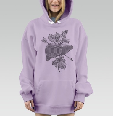 Liver&flowers, Hoodie Mjhigh Dig Mel, Fiolet, утепленная