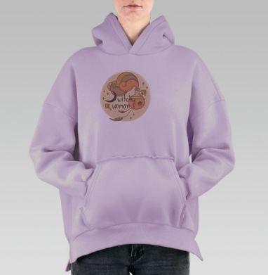 Магическая женская сила с рогом изобилия и колбой Witchy Woman, Hoodie Oversize Fiolet, утепленная