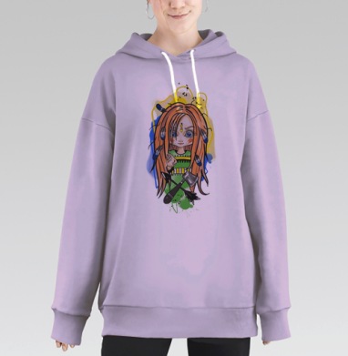 Маленькая Воительница с Топором и Стрелами Маленькая Воительница, Hoodie Long Oversize Fiolet