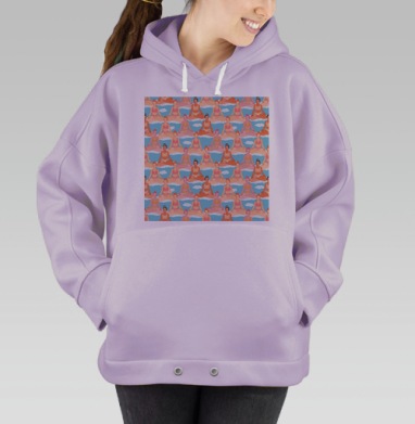 Медитация девушек в облаках на фоне голубого неба, Hoodie Oversize Fiolet