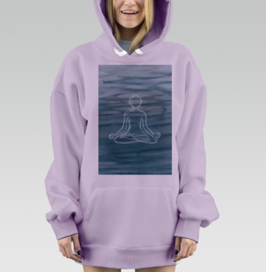 Медитация в синем спокойствие внутри гармония души, Hoodie Mjhigh Dig Mel, Fiolet, утепленная