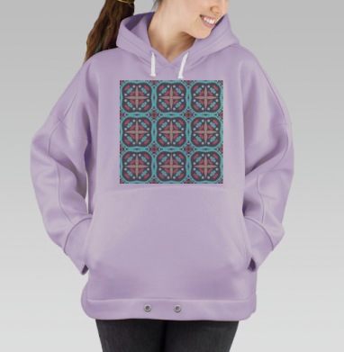 Медитативная звезда голубой розовыйоновый светящийся узор, Hoodie Oversize Fiolet