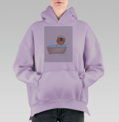 Медвежонок в ванной с пузырями нежное детское настроение, Hoodie Oversize Fiolet, утепленная
