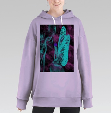 Метаморфоза человека с крыльями короны сидения, Hoodie Long Oversize Fiolet