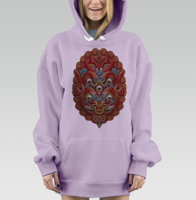Мифическое лицо с множеством глазом Всевидящее существо дух, Hoodie Mjhigh Dig Mel, Fiolet, утепленная