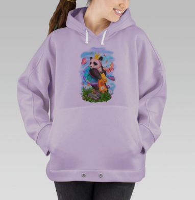 Панда-принцесса на радужной качалке, Hoodie Oversize Fiolet
