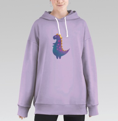 Милые разноцветные динозавры для детских товаров, Hoodie Long Oversize Fiolet