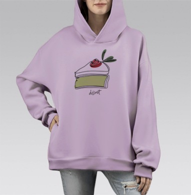 Минималистичный вкусный торт с ягодой для отличного настроения, Hoodie Mono Fiolet, оверсайз, утепленная