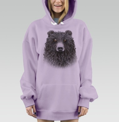 Величественный медведь с кудрявой шерстью, Hoodie Mjhigh Dig Mel, Fiolet, утепленная