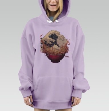 Миска рамена с волной крупная волна у Канагавы, Hoodie Mjhigh Dig Mel, Fiolet, утепленная