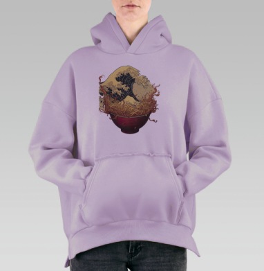Миска рамена с волной крупная волна у Канагавы, Hoodie Oversize Fiolet, утепленная