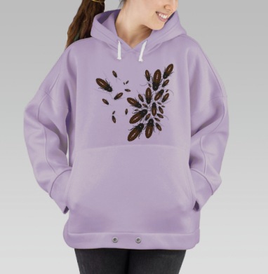 Множество тараканов на темно-сером фоне движение и роение, Hoodie Oversize Fiolet