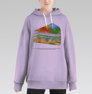 Многослойная структура географических данных картографический пирог, Hoodie Long Oversize Fiolet
