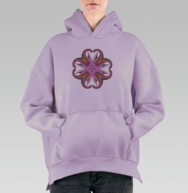 Модернистская абстракция со смещенными лентами и гармонией цветов, Hoodie Oversize Fiolet, утепленная