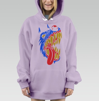 Морда злой собаки., Hoodie Mjhigh Dig Mel, Fiolet, утепленная
