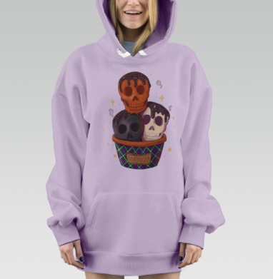 Мороженое черепа хэллоуин оранжевый черный белый, Hoodie Mjhigh Dig Mel, Fiolet, утепленная