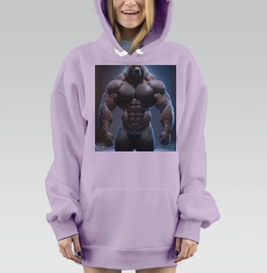 Мощный мускулистый медведь бодибилдер в плавках, Hoodie Mjhigh Dig Mel, Fiolet, утепленная