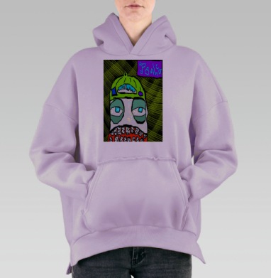 Мрачный кислотный монстр с глазами рот война атака, Hoodie Oversize Fiolet, утепленная