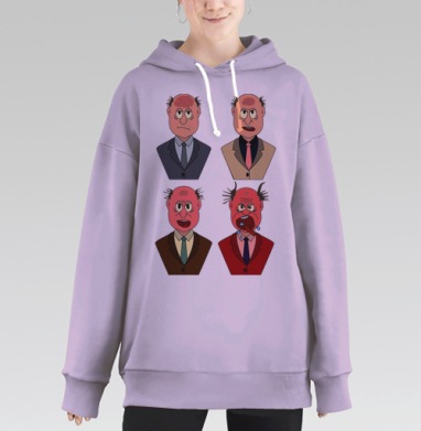 Мужчина эволюция лица злость мозг эмоции, Hoodie Long Oversize Fiolet