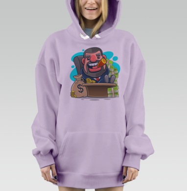Мужчина с сигарой за столом с деньгами Мужчина с сигарой, Hoodie Mjhigh Dig Mel, Fiolet, утепленная