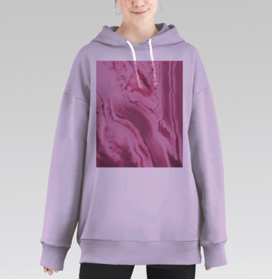 Мягкие розовые волны и плавные линии абстракция, Hoodie Long Oversize Fiolet