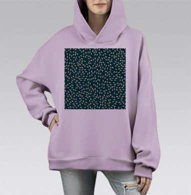 Мягкий узор с каплями на зеленом фоне с каплями на зеленом фоне, Hoodie Mono Fiolet, оверсайз, утепленная