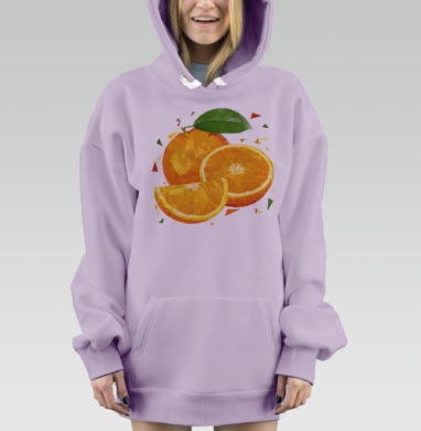Насыщенный апельсин в стиле low poly из треугольников на черном фоне, Hoodie Mjhigh Dig Mel, Fiolet, утепленная