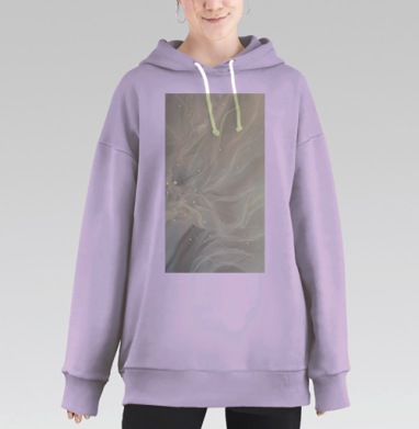 Нежное движение и сияние воздушных линий на светлом фоне, Hoodie Long Oversize Fiolet