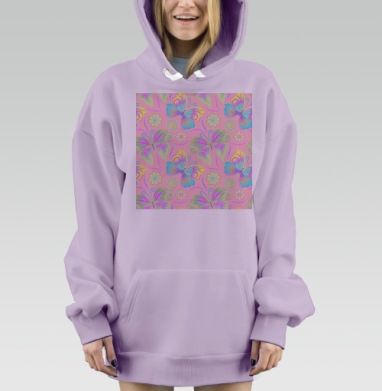 Нежные пастельные бабочки в полёте с гармонией нежность свобода, Hoodie Mjhigh Dig Mel, Fiolet, утепленная