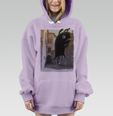 Черный мультяшный персонаж на старой стене, Hoodie Mjhigh Dig Mel, Fiolet, утепленная