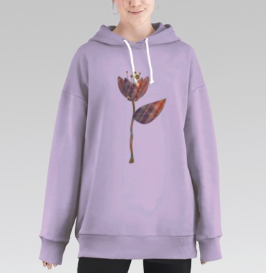 Необычный цветок с мягкими оттенками создающими теплую композицию, Hoodie Long Oversize Fiolet
