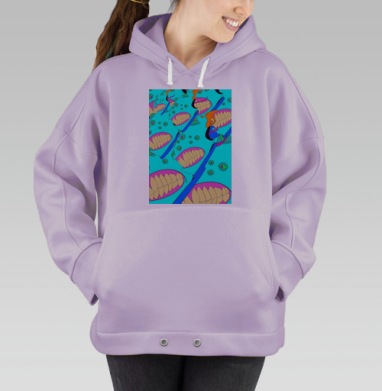 Неоновое хаос лица открытый рот в движении, Hoodie Oversize Fiolet