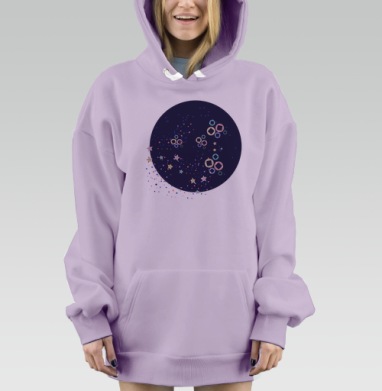 Ночное космическое сияние звезд нежность волшебства, Hoodie Mjhigh Dig Mel, Fiolet, утепленная