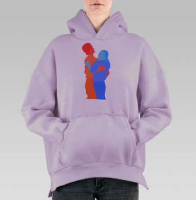 Обнимающаяся пара танец любовь гармония, Hoodie Oversize Fiolet, утепленная