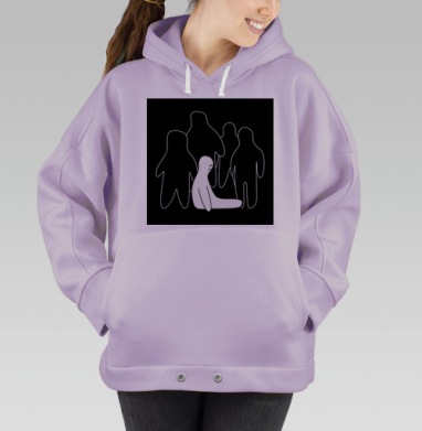 Одиночество внутри толпы на черном фоне, Hoodie Oversize Fiolet