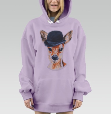 Олень в шляпе, Hoodie Mjhigh Dig Mel, Fiolet, утепленная
