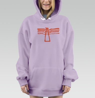 Оранжевая птица символ свободы на сером фоне, Hoodie Mjhigh Dig Mel, Fiolet, утепленная
