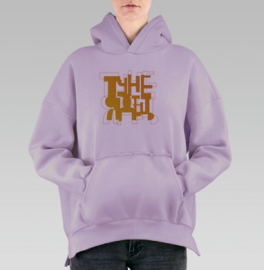 Оранжевый текстовый арт с силуэтом женщины крысиная леди, Hoodie Oversize Fiolet, утепленная