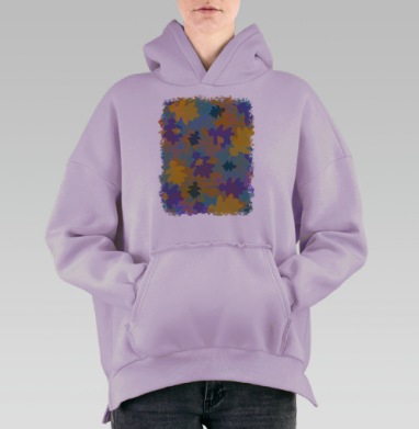 Осенние яркие листья игра цвета плавают, Hoodie Oversize Fiolet, утепленная