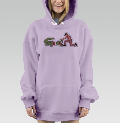 Охотник с ножом против крокодила – Hunter with Knife Against Crocodile, Hoodie Mjhigh Dig Mel, Fiolet, утепленная