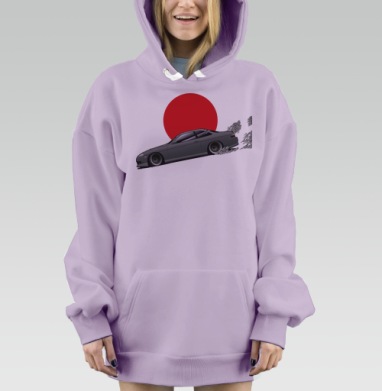 Дрифт в Японском Аниме Стиле с Восходом Солнца, Hoodie Mjhigh Dig Mel, Fiolet, утепленная
