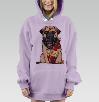 Pirate pug, Hoodie Mjhigh Dig Mel, Fiolet, утепленная