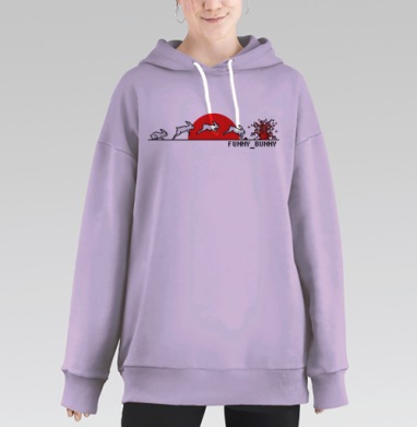 Pixel bunny, Hoodie Long Oversize Fiolet