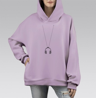 Подвеска с наушниками черно серый минимализм аксессуар, Hoodie Mono Fiolet, оверсайз, утепленная