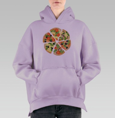 Пять кусочков пиццы с овощами и зеленью пять кусочков пиццы, Hoodie Oversize Fiolet, утепленная