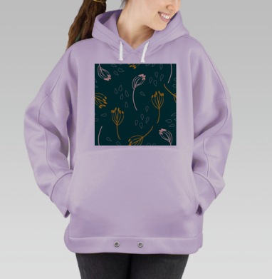 Растительный узор с растущими ветвями мистический стиль, Hoodie Oversize Fiolet