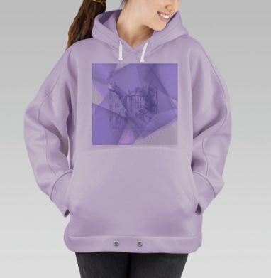 Арт-рисунок Городская перспектива в фиолетовых тонах, Hoodie Oversize Fiolet