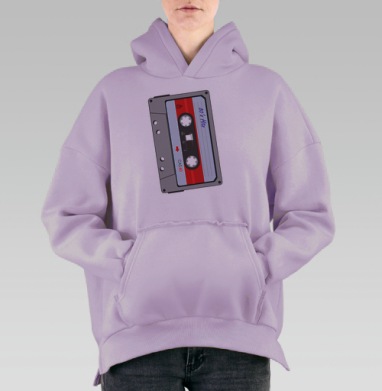 Ретро аудиокассета 80х Ностальгия музыка кассеты, Hoodie Oversize Fiolet, утепленная