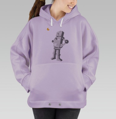 Робот с бабочкой в мире технологий и природы, Hoodie Oversize Fiolet